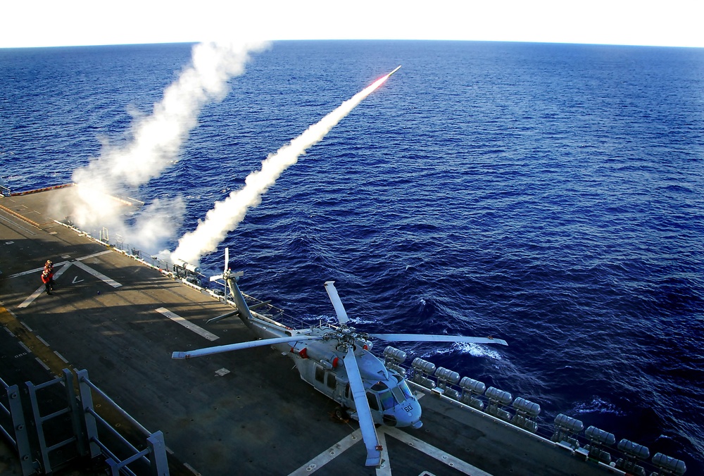 Rocket launching on the USS Tarawa