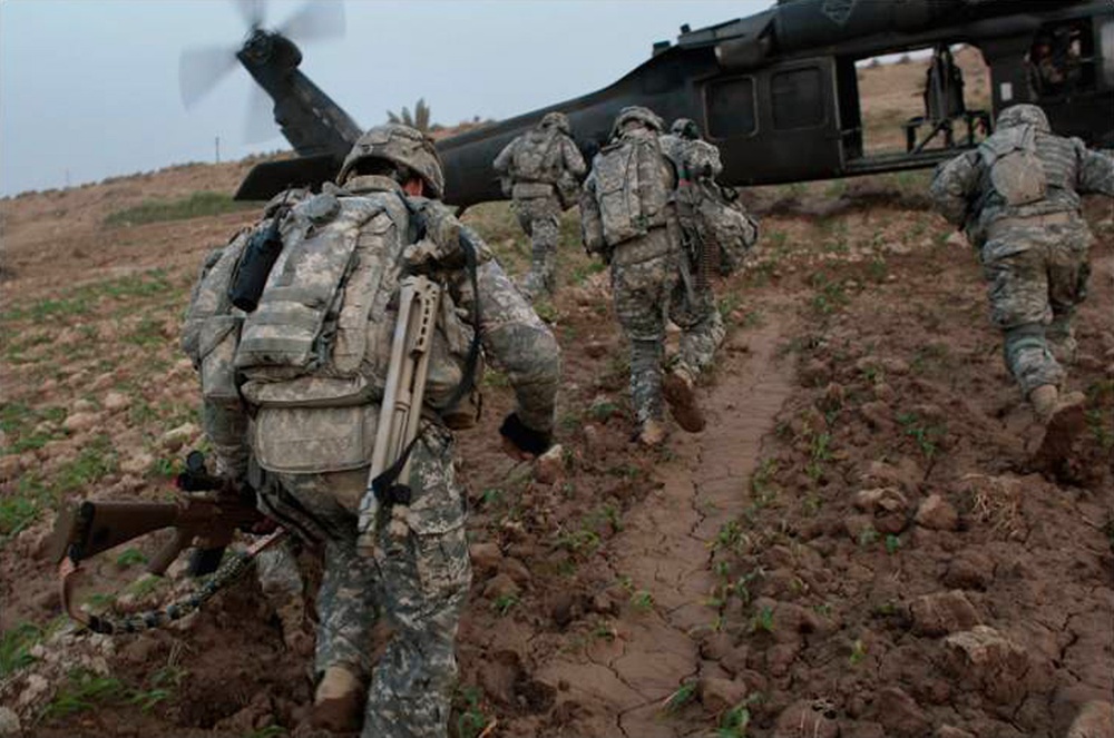 Infantry Soldiers takeoff in Blackhawks, land in history