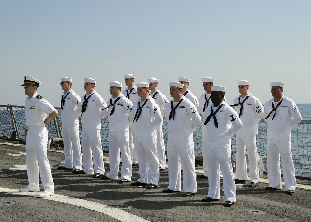 Parade aboard USS Ramage