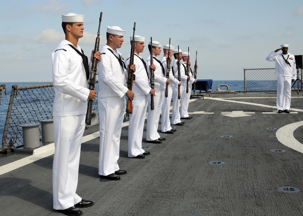 Parade aboard USS Ramage