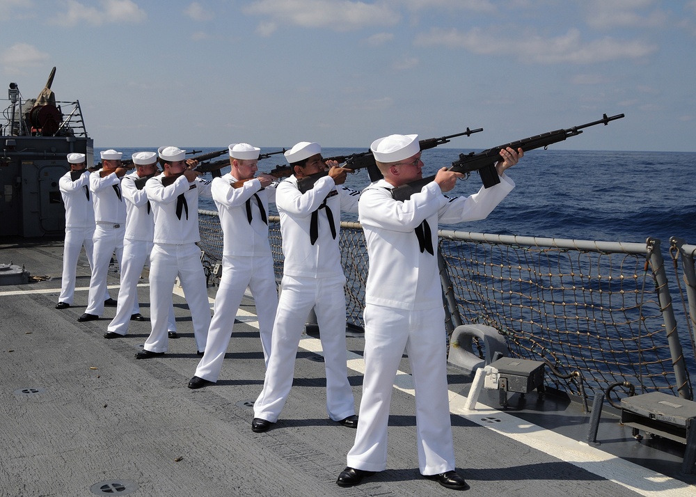 Parade aboard USS Ramage