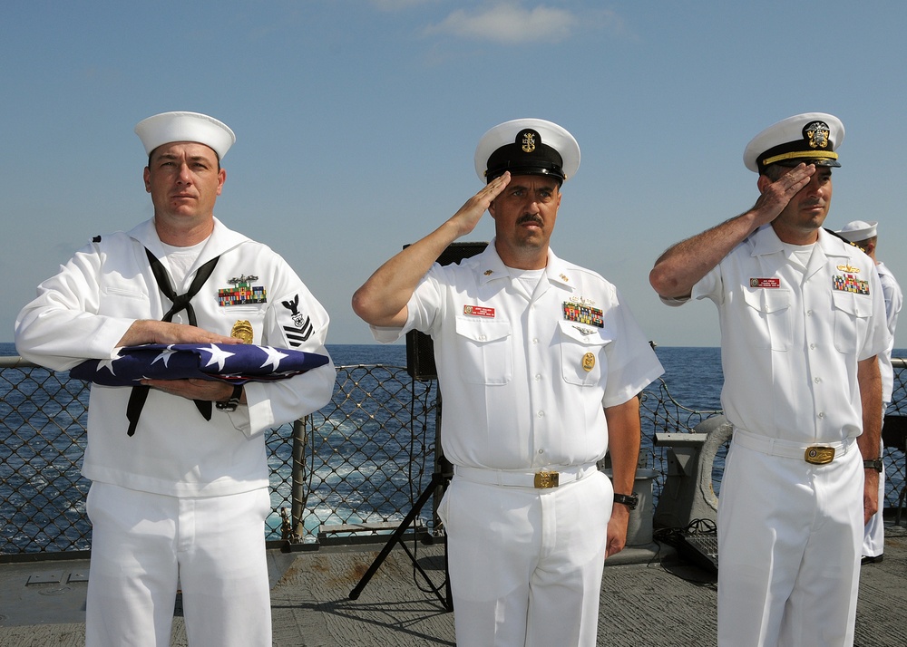 Parade aboard USS Ramage