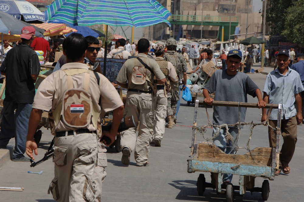 Dismounted Patrol in New Baghdad Marketplace