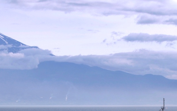 USS Blue Ridge passes Mt. Fuji