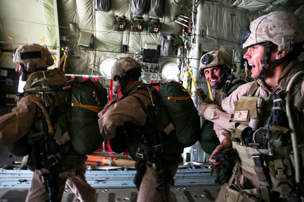 U.S. Marines Prepare to Jump From C-130