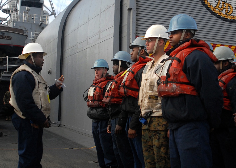 USS Juneau Sailors prepare for underway replenishment mission