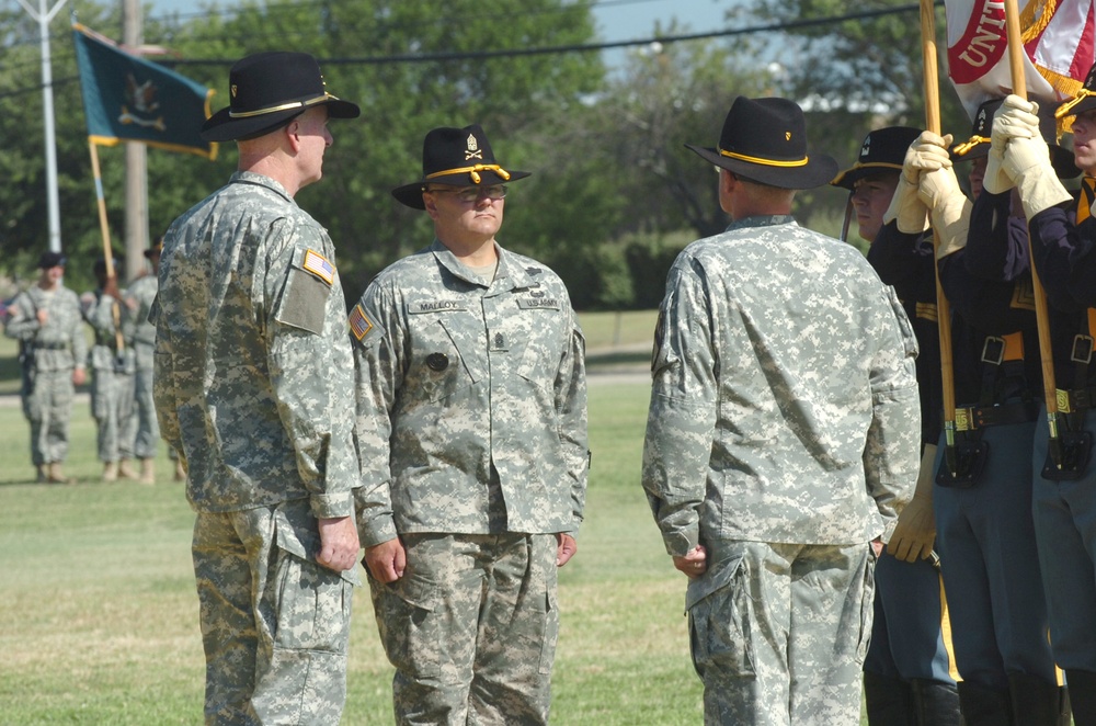 Malloy accepts responsibility as First Team's command sergeant major