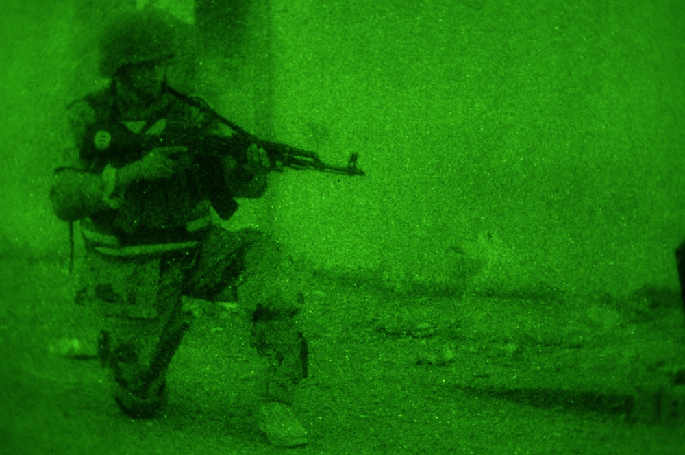 Sadr City security by night