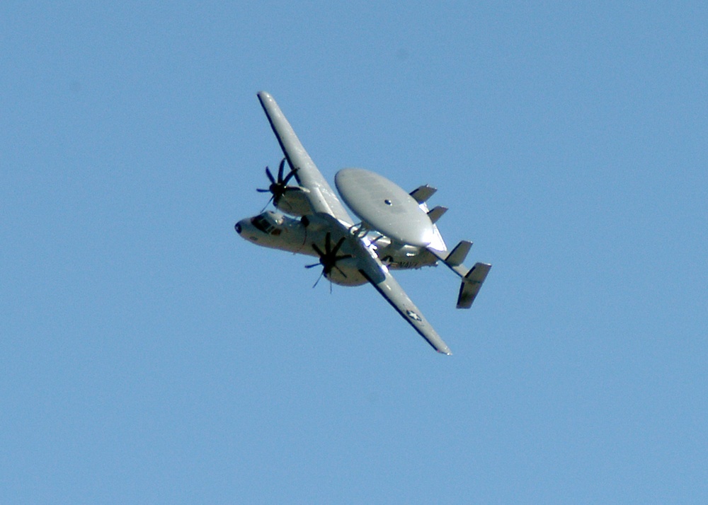Awaiting for the arrival of the E-2C Group II Hawkeye aircraft