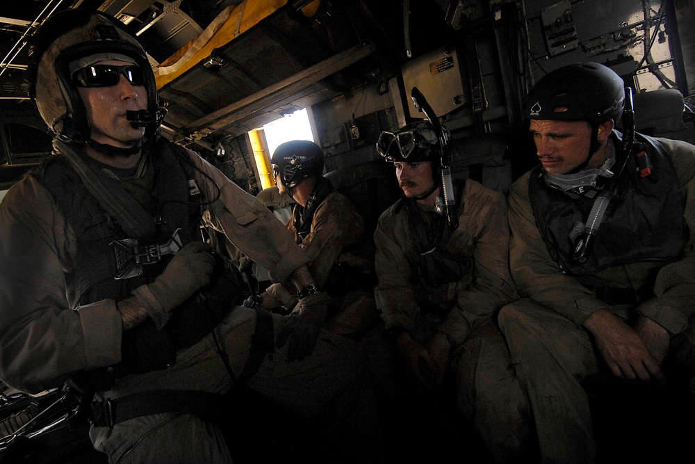 Navy EOD team prepares to jump into the Gulf of Aden