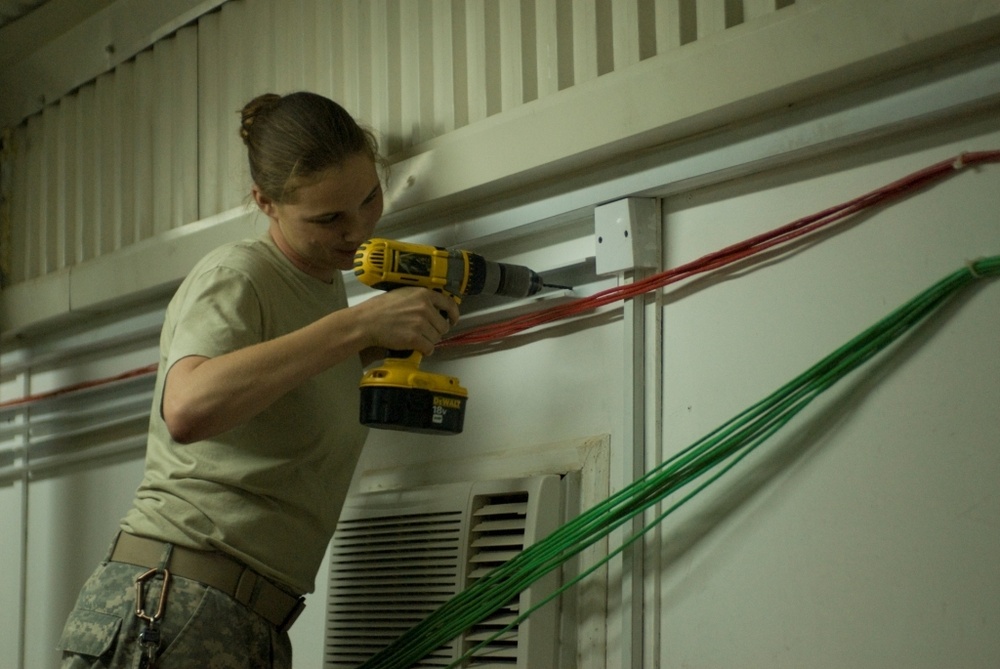 Signal Soldiers wire Forward Operating Base Delta