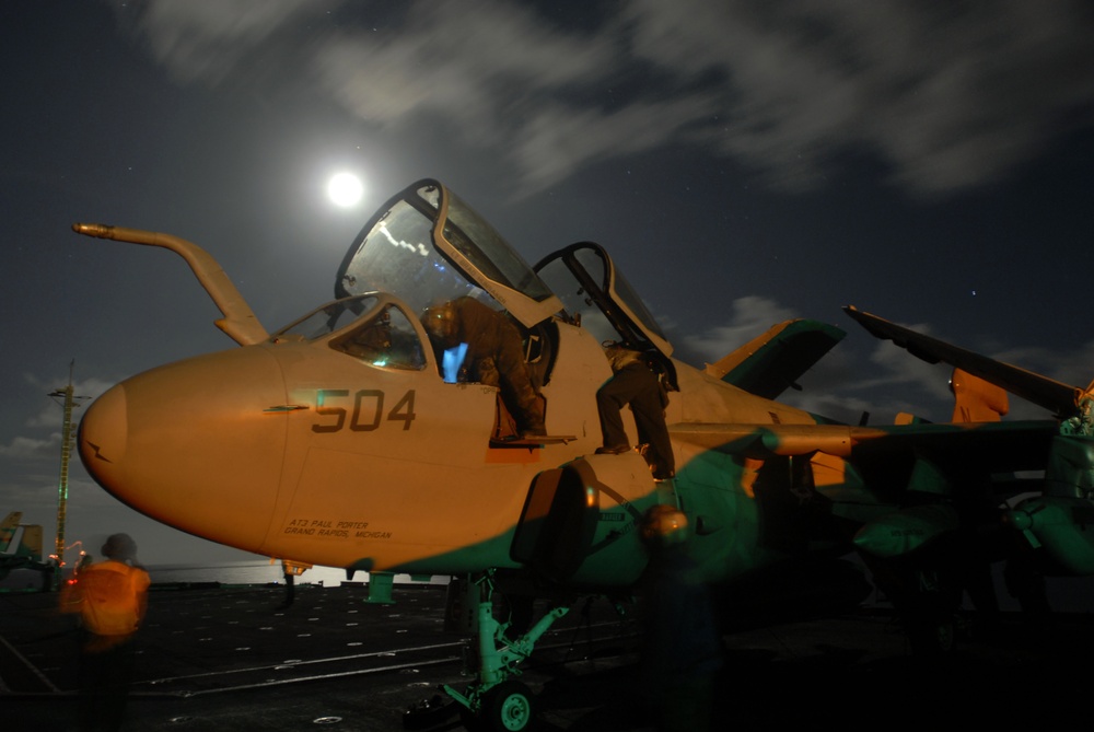 Post-Flight check of an EA-6B Prowler