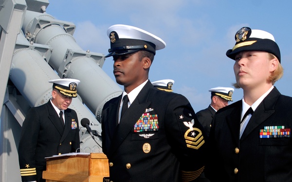 Burial at sea on USS Lake Erie