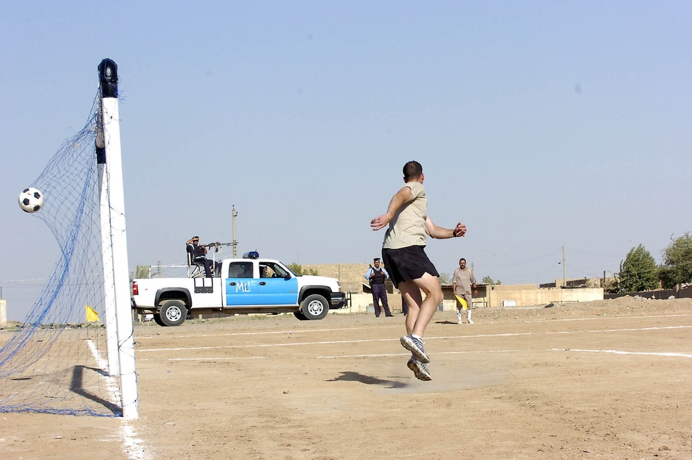 CF soccer team loses third match to a Multaka team, gain favor of local Iraqis