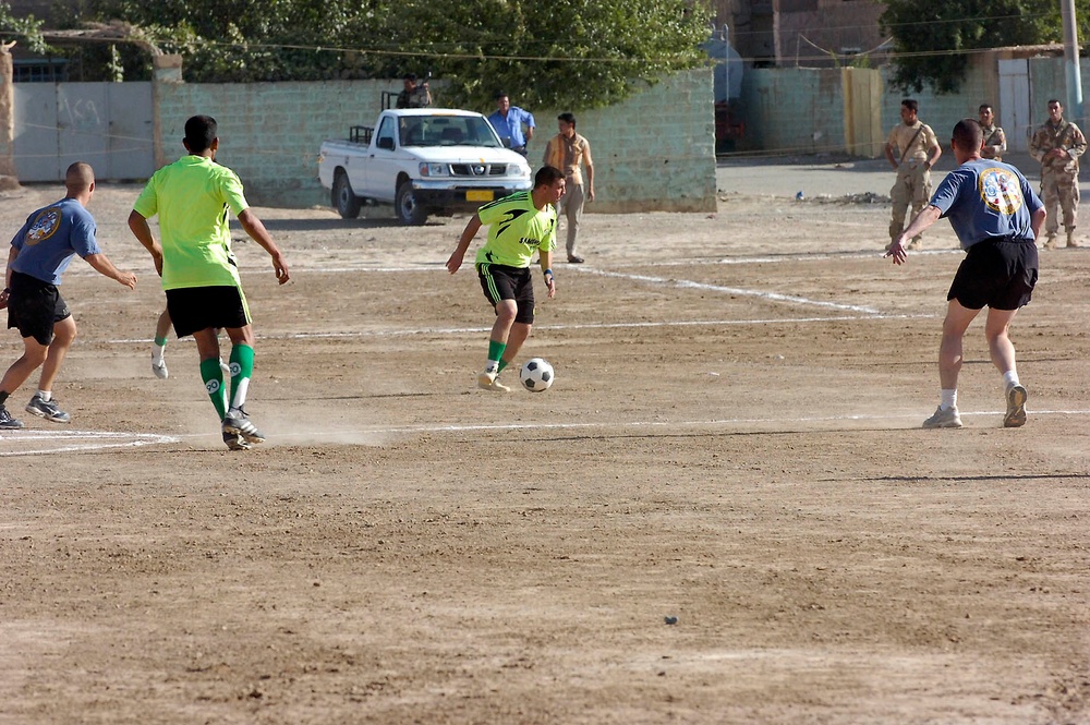 CF soccer team loses third match to a Multaka team, gain favor of local Iraqis