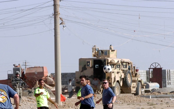 CF soccer team loses third match to a Multaka team, gain favor of local Iraqis
