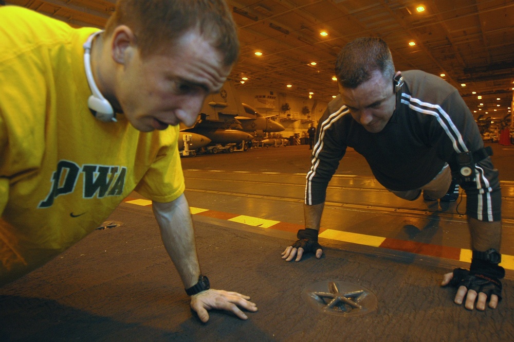 Working out aboard USS Harry S. Truman