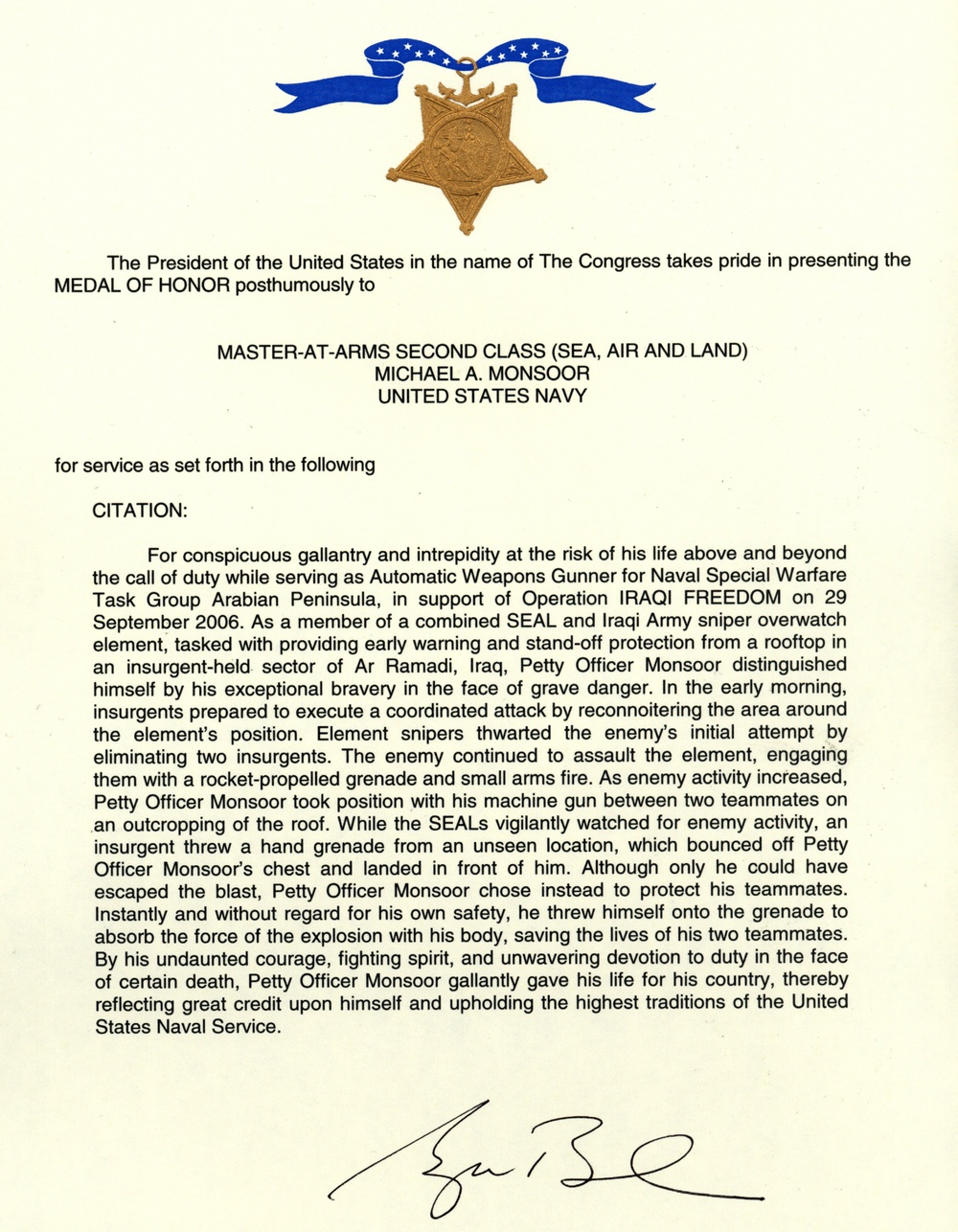 Monsoor family receives Medal of Honor