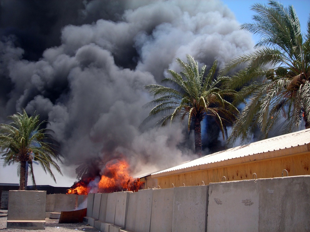 Fire destroys post, Marines persevere