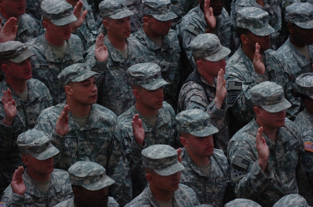55 Strike Soldiers re-enlist during ceremony in Baghdad