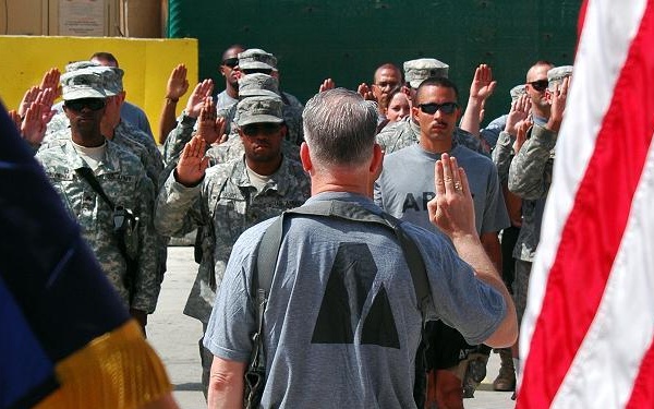 National Guardsmen in Afghanistan Celebrate Fourth by Re-Enlisting