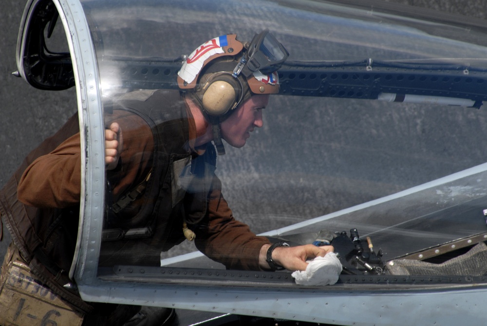 Cleaning the F/A-18A Hornet