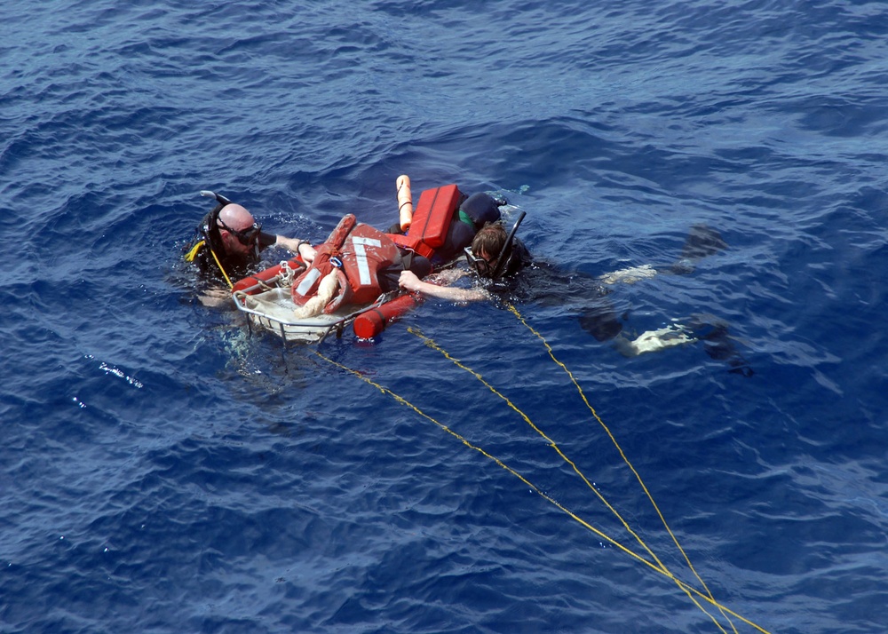 Man overboard drill aboard USS Bulkeley