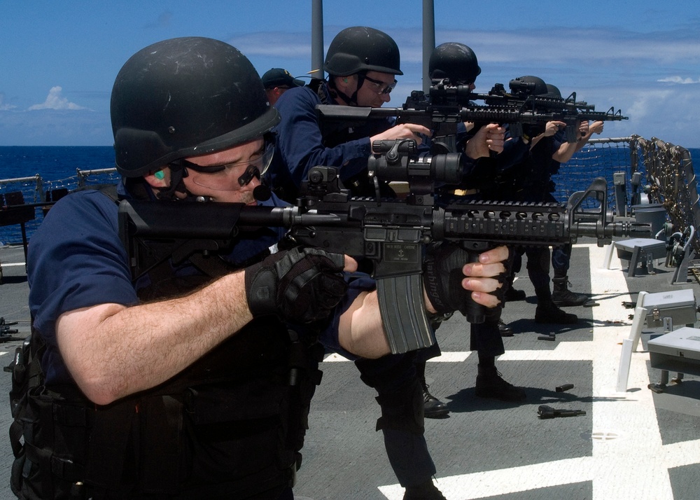 USS Fitzgerald Sailors Conduct Weapons Training