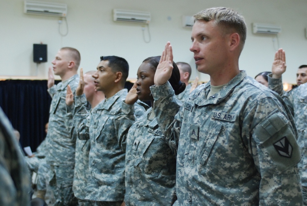 Welcoming new leaders-1st Sustainment brigade inducts newly promoted NCO's