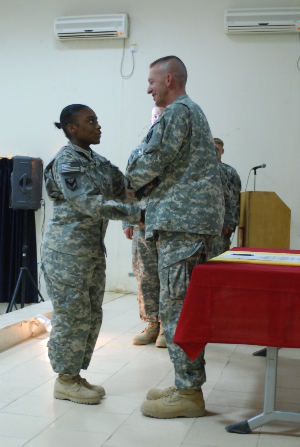 Welcoming new leaders-1st Sustainment brigade inducts newly promoted NCO's