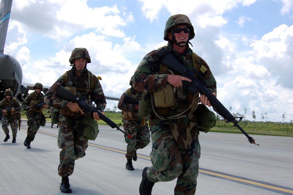 Clearing the airfield at Camp Shelby