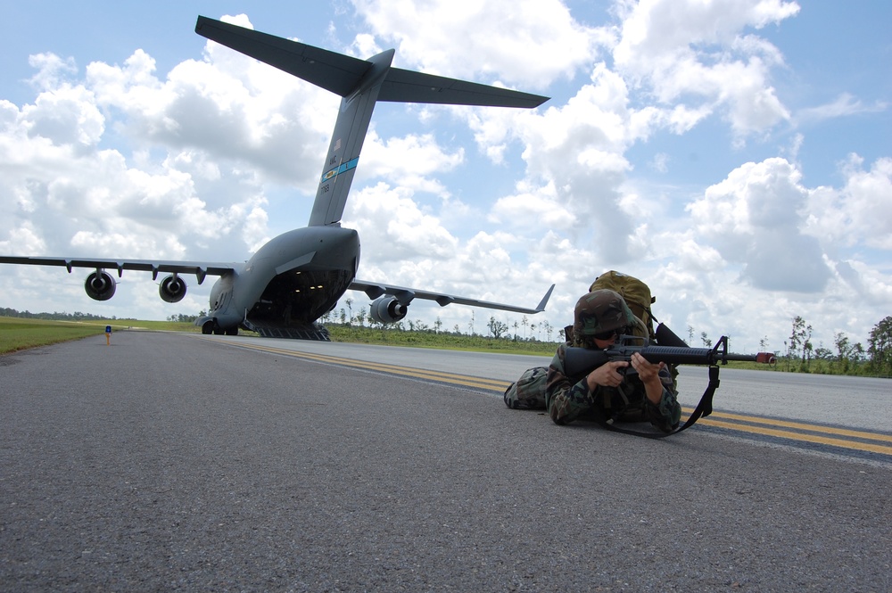 Clearing the airfield at Camp Shelby