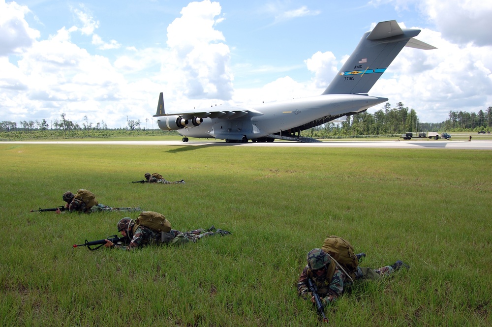 Clearing the airfield at Camp Shelby