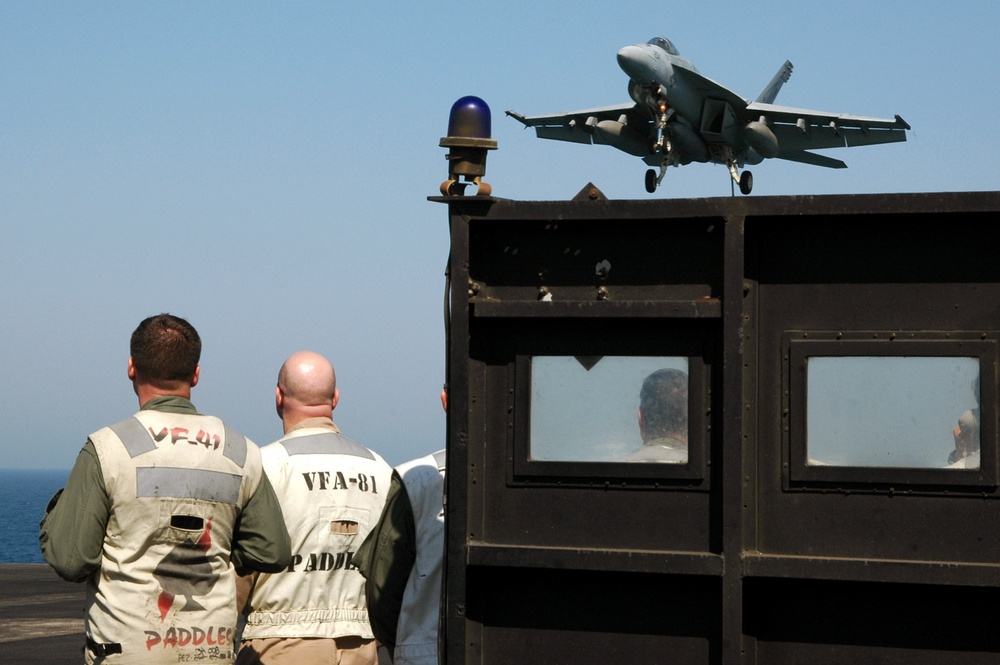 Readying a Super Hornet for launch