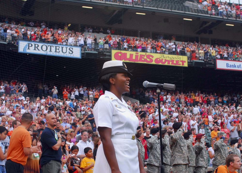National Anthem at Orioles-Rangers game