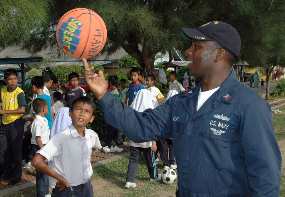 Ball spinning technique during community relations project