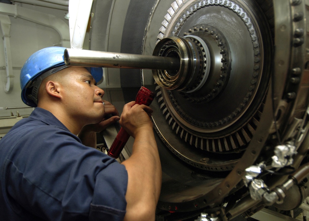 Working on the F-18 jet engine