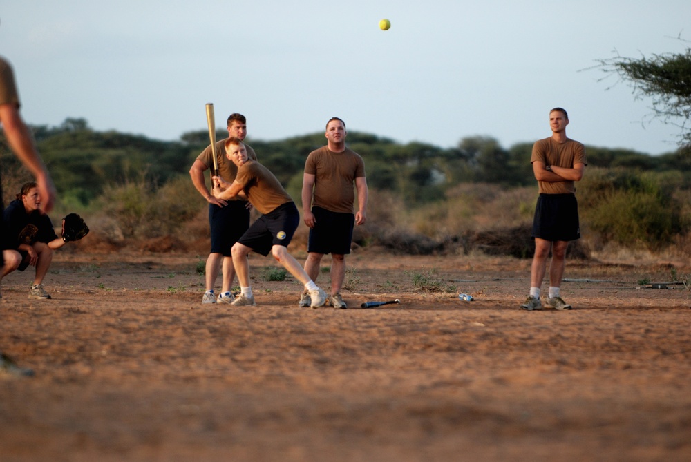 At work and play during well drilling in Kenya