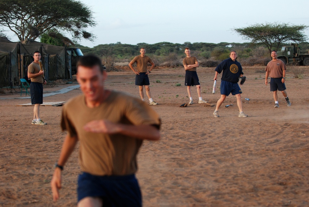 At work and play during well drilling in Kenya