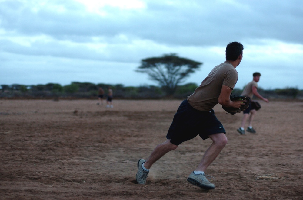 At work and play during well drilling in Kenya