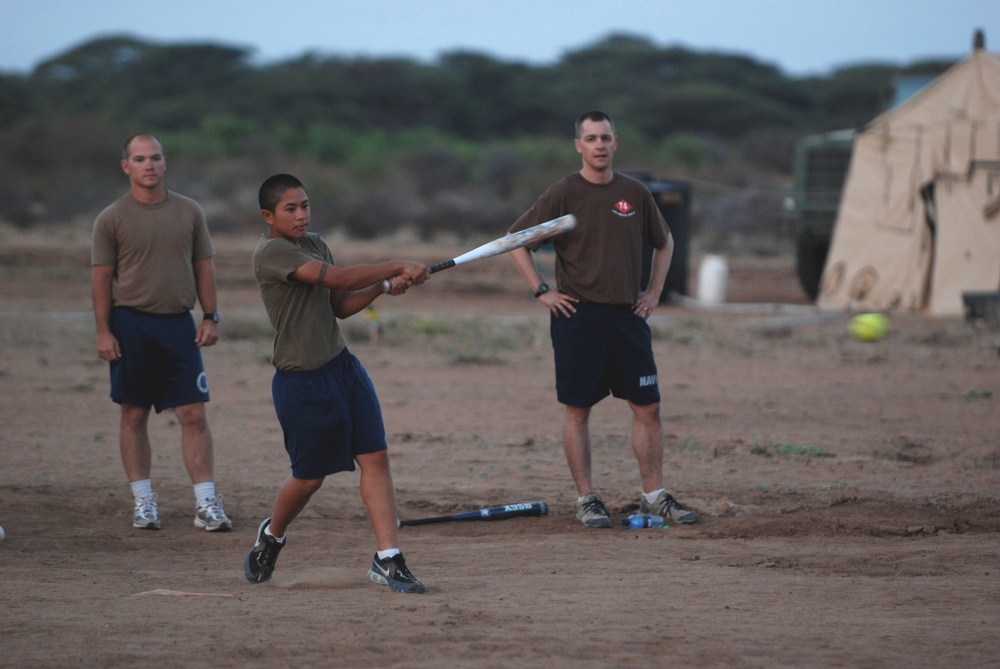 At work and play during well drilling in Kenya