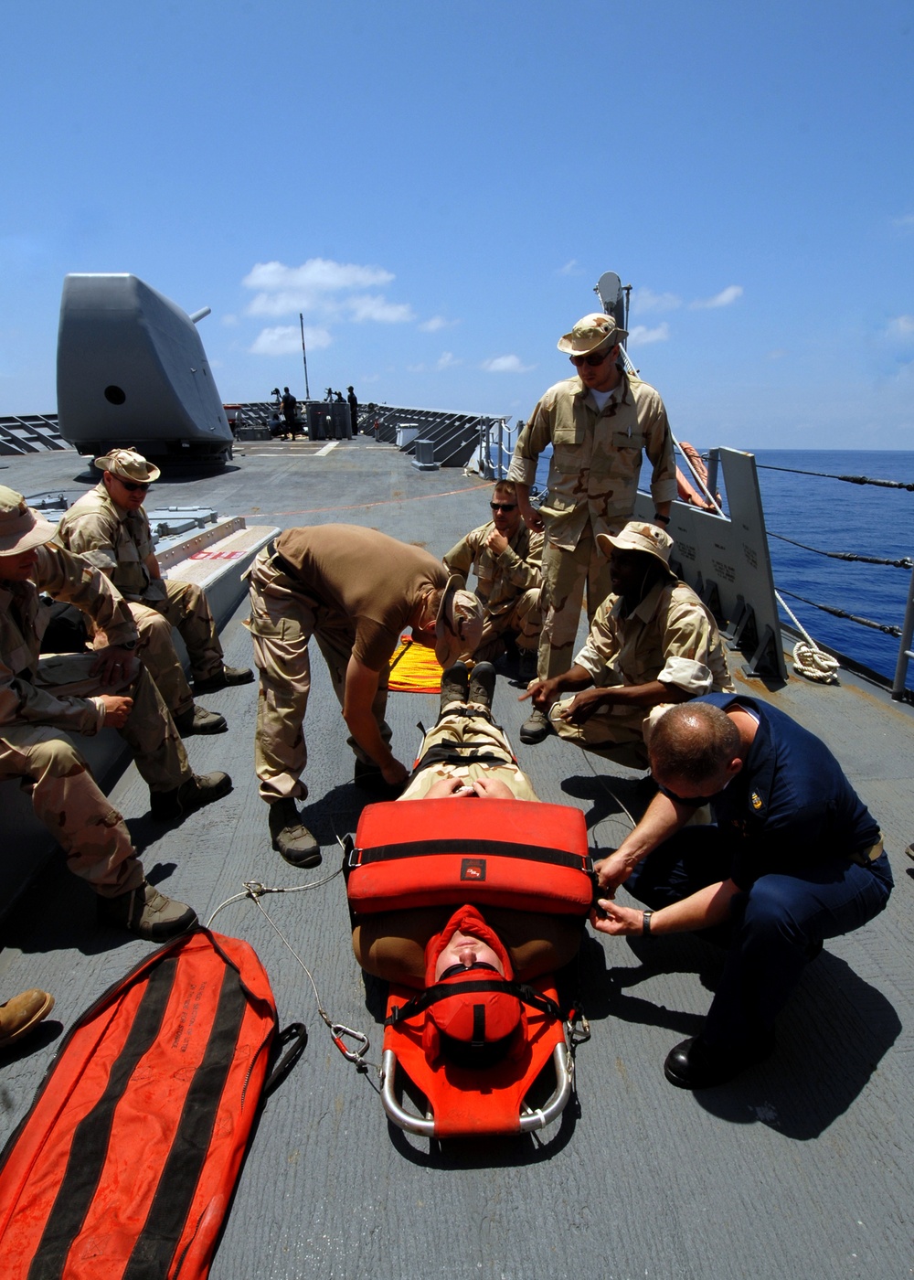 Practicing stretcher bearing procedures