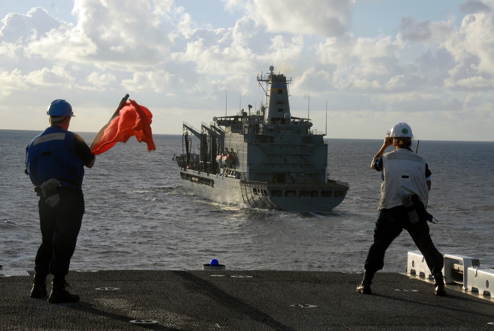 Taking measurements aboard the USS Bonhomme Richard