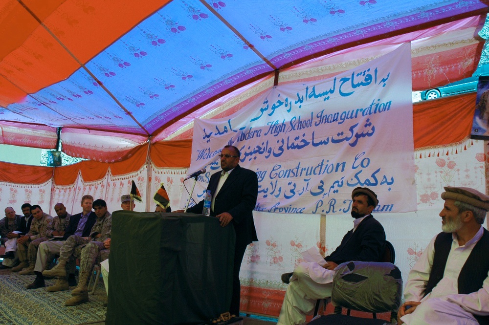 Panjshir governor gives keynote speech at grand opening for his Alma Mater