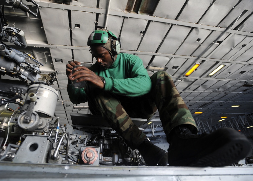 Maintenance on SH-60F Seahawk