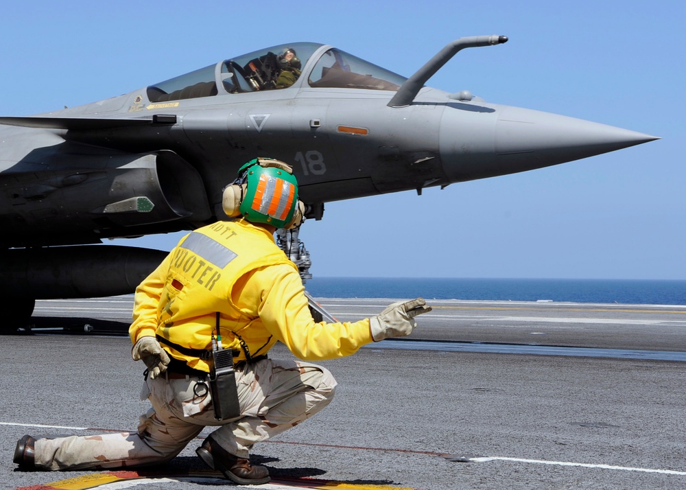 Combined French and American carrier qualifications aboard USS Roosevelt