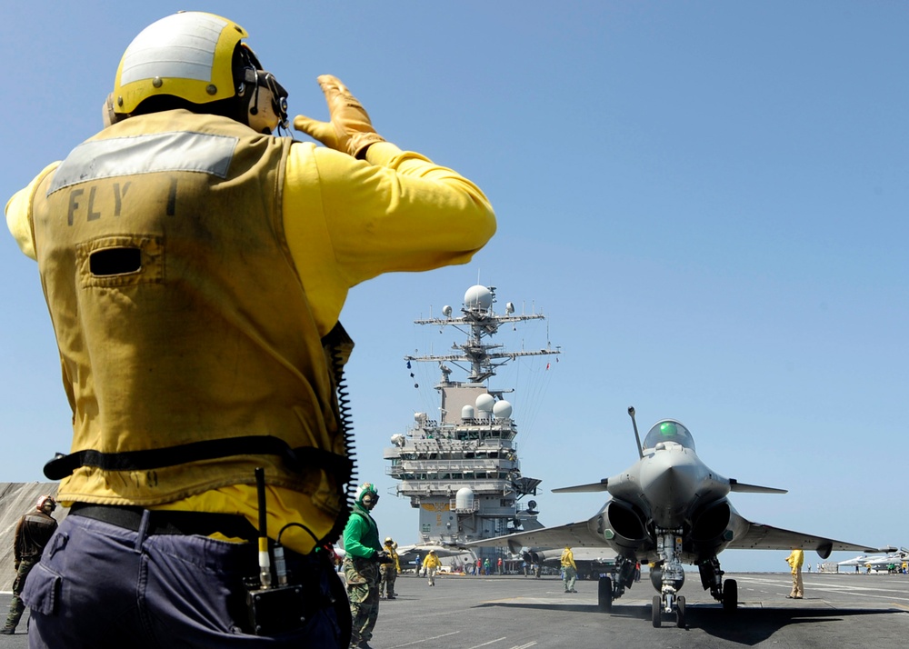 Combined French and American carrier qualifications aboard USS Roosevelt