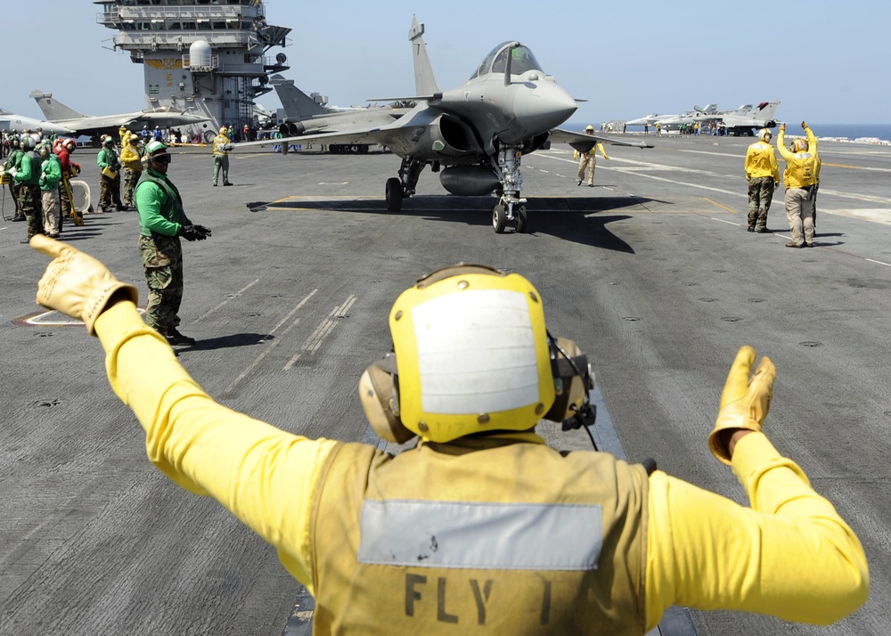 Combined French and American carrier qualifications aboard USS Roosevelt