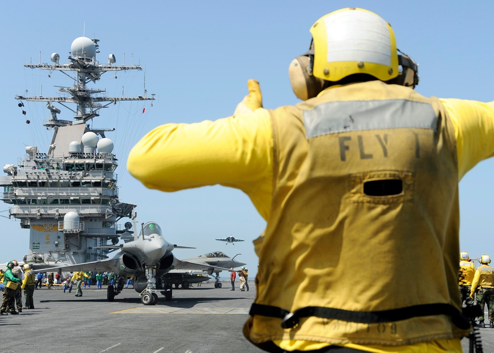 Combined French and American carrier qualifications aboard USS Roosevelt