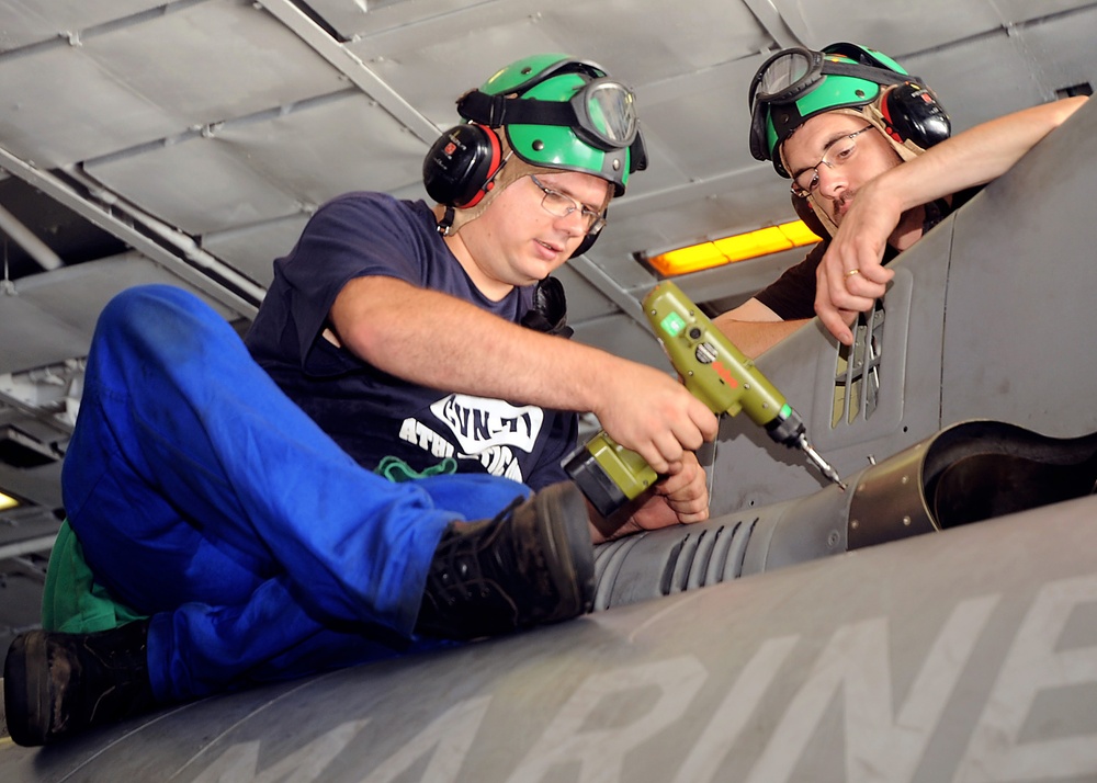 French sailors aboard USS Roosevelt